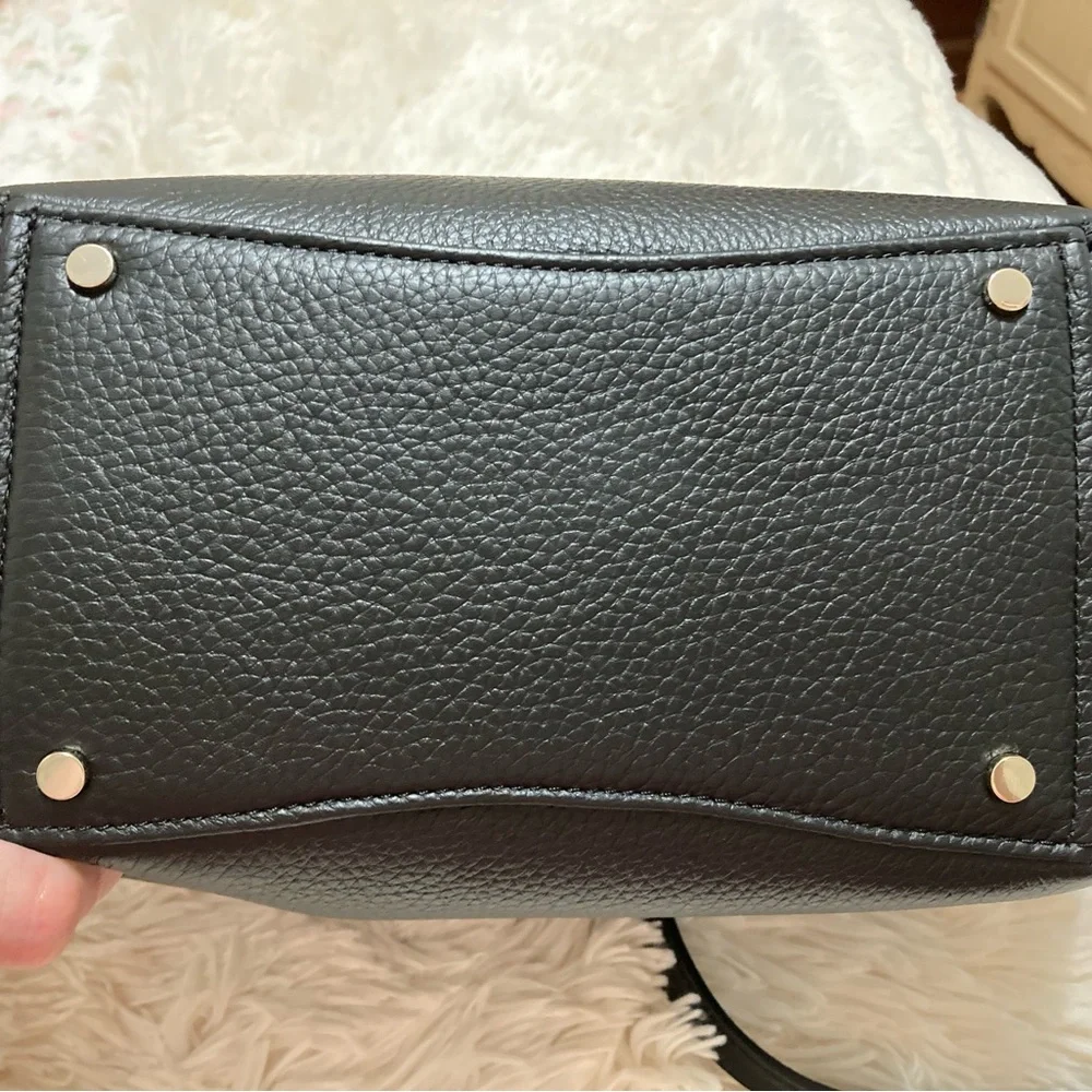 kate spade Black Pebbled Leather Satchel with Gold Logo